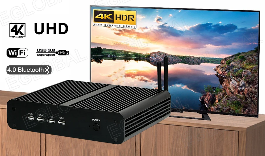 [8th поколения Intel Core i7 8550U 4 ядра 8 нитей] Eglobal Nuc мини-ПК с Windows 10 Pro DDR4 переменного тока 4K с Wi-Fi HTPC HDMI дисплейный порт MiniDP типа