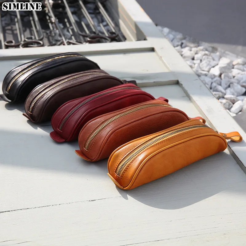 Натуральная кожа сумка для ручек винтажная ручная работа мужчин женщин детей