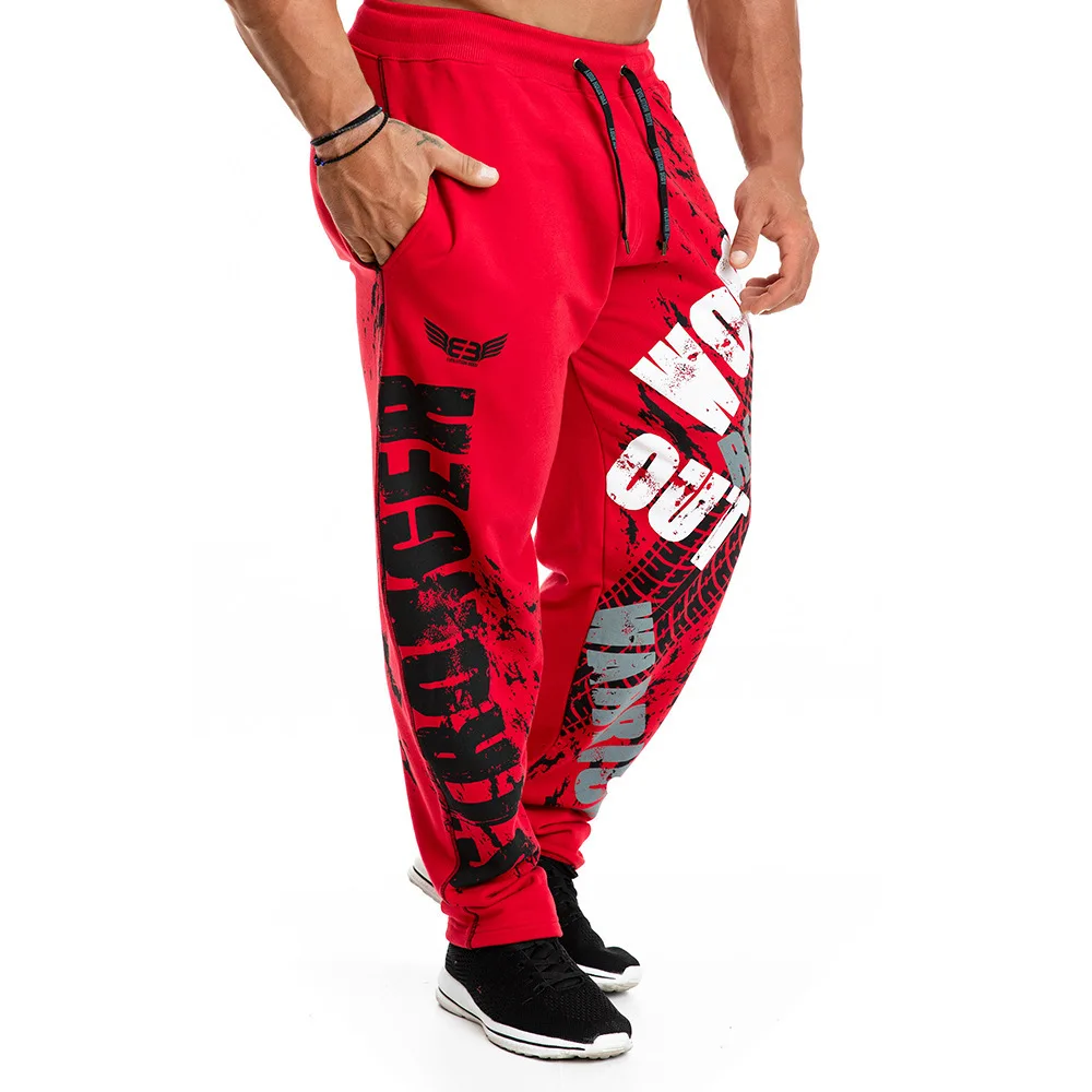 Хлопковые Штаны для бега с принтом мужские спортивные штаны занятий фитнесом