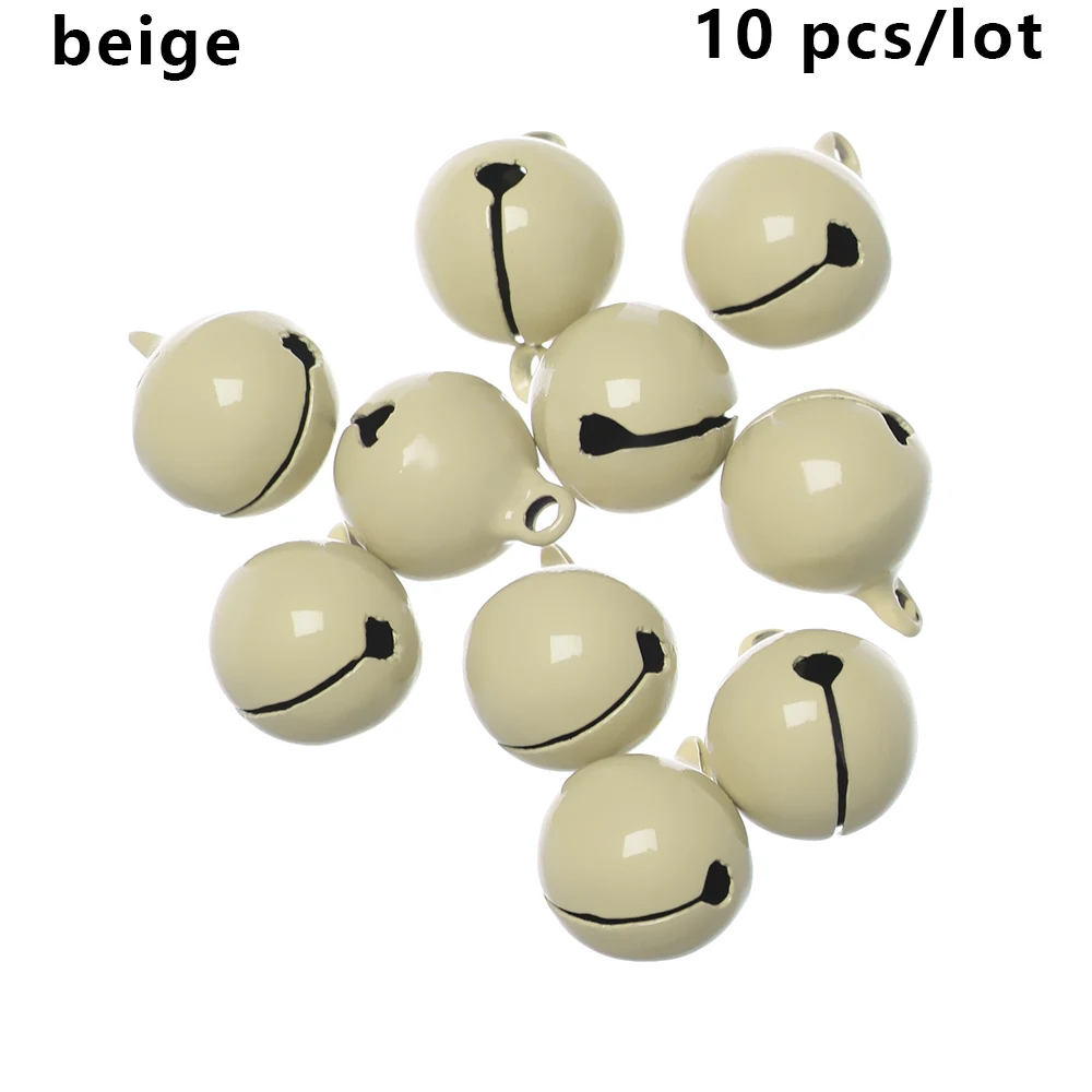 beige 10 шт цветные Свободные металлические бусины, железные колокольчики, рождественские подвесные Подвески, Колокольчик для елки, праздничные декоративные шары, поделки своими руками - Цвет: beige
