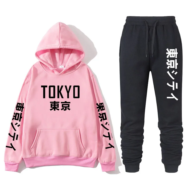 

Japanese street fashion printing men's with Tokyo Bay hoodie suit brand sportswear men's hip hop sweatshirt + sports pants autum