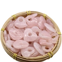 heart pendant beads natural semi precious stone rose quartz 30x35mm 29x30mm peach side hole pendant diy for maiking earring
