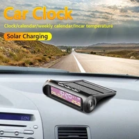 look solar car digital clock with lcd time date in car temperature display auto interior accessories auto start