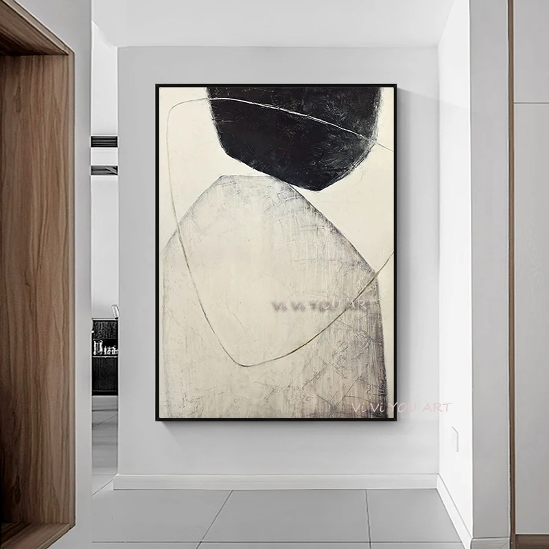 

Abstract Geometric Black Block Canvas Poster Handmade Golden Wall Art Pictures Marble Wall Paintings for Living Room Home Decor