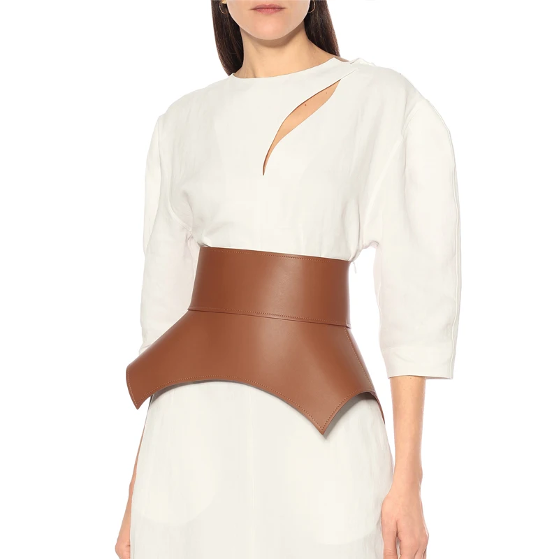 Fashion arc design style waist seal waist corset type wide waist seal leather coat sheepskin wide belt