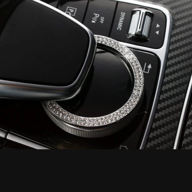 

Car multimedia Buttons knob Ring / adjustment control knob cover Stickers Accessories For Mercedes Benz C E class GLC W205 W213