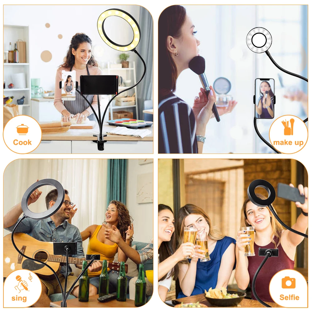 Гибкая светодиодная кольцевая лампа для селфи 3 5 дюйма с держателем