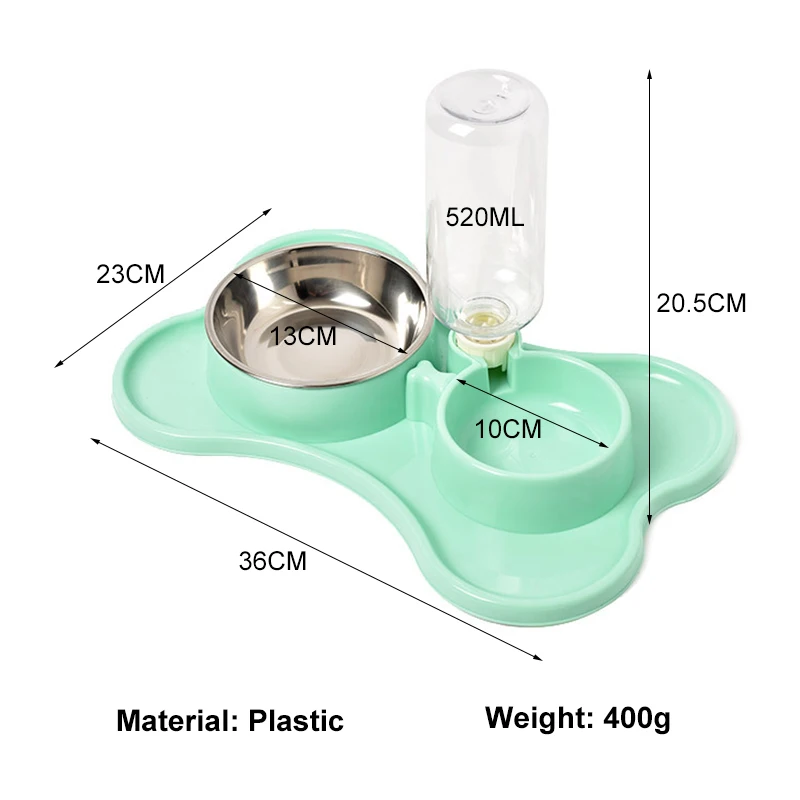 Миска для собак с двумя чашами щенков питатель воды милая нержавеющая сталь