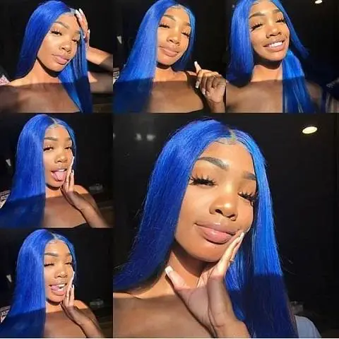 blue wig human hair