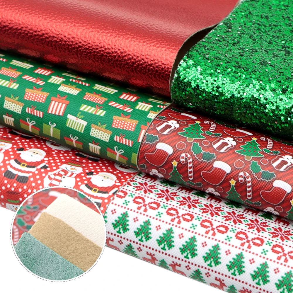 

20*34cm Christmas Assorted Faux Leather Sheet Vinyl Leatherette Clothing Upholstery DIY Earring Accessories Making,1Yc12400