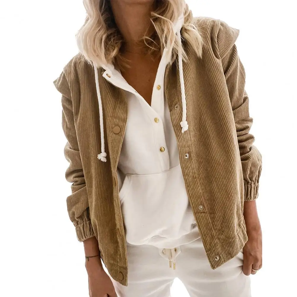 

Women's jacket Long Sleeve Solid Color Shirt Coat Women Single Breasted Turn-down Collar Ribbed Cuff Corduroy Shirt Outwear