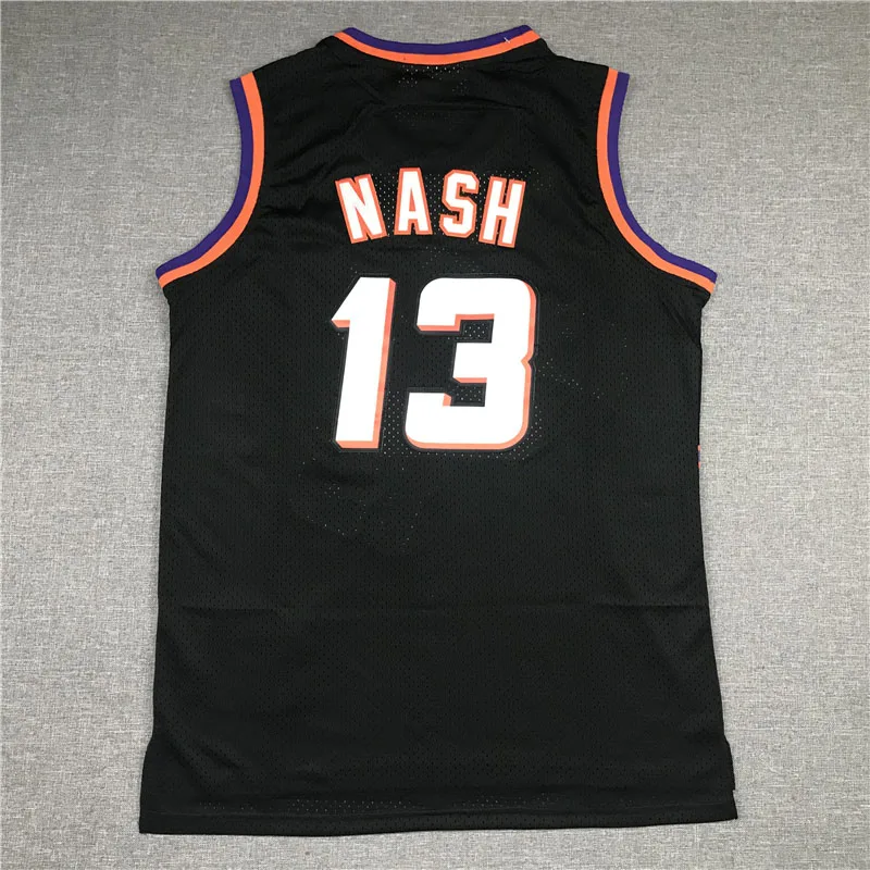 

Black 13 Steve Nash Jersey NBA Men's Phoenix Suns Basketball Retro White Black Jerseys Stitch