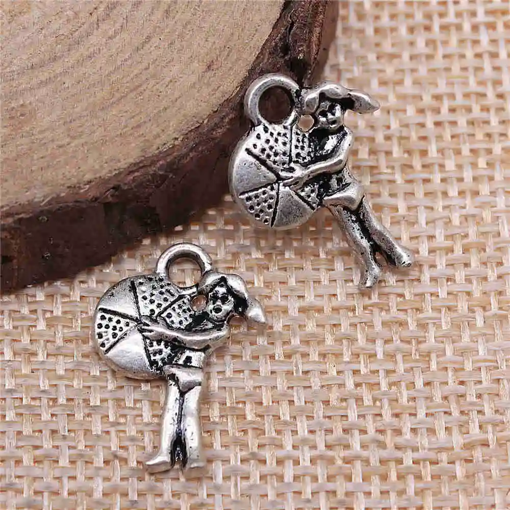 

Earring Charms For Jewelry Making 20pcs Beach Girl Charms 20x14mm Antique Silver Plated