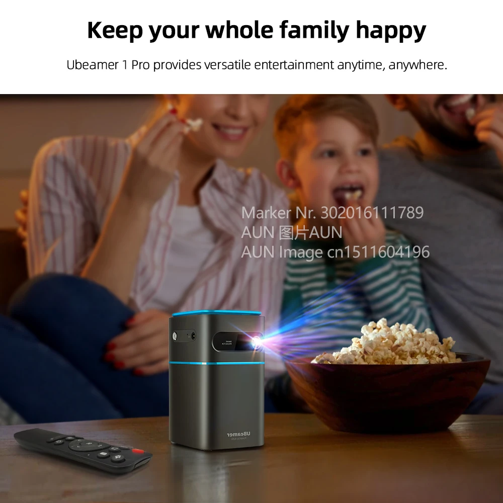 $256.92 AUN MINI Projector Android 9 Beamer Ubeamer 1 Pro 4K Video Projector Decode Home Theater Beam Projector for Home Phone 7000mAh