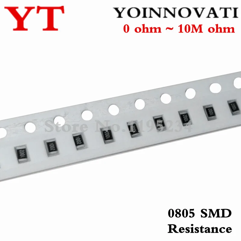 100 шт. 0805 SMD 1/4 Вт 0R ~ 10 м чиповый резистор 0 10R 100R 220R 330R 470R 1K 4 7 K 10K 47K 100K 330 470