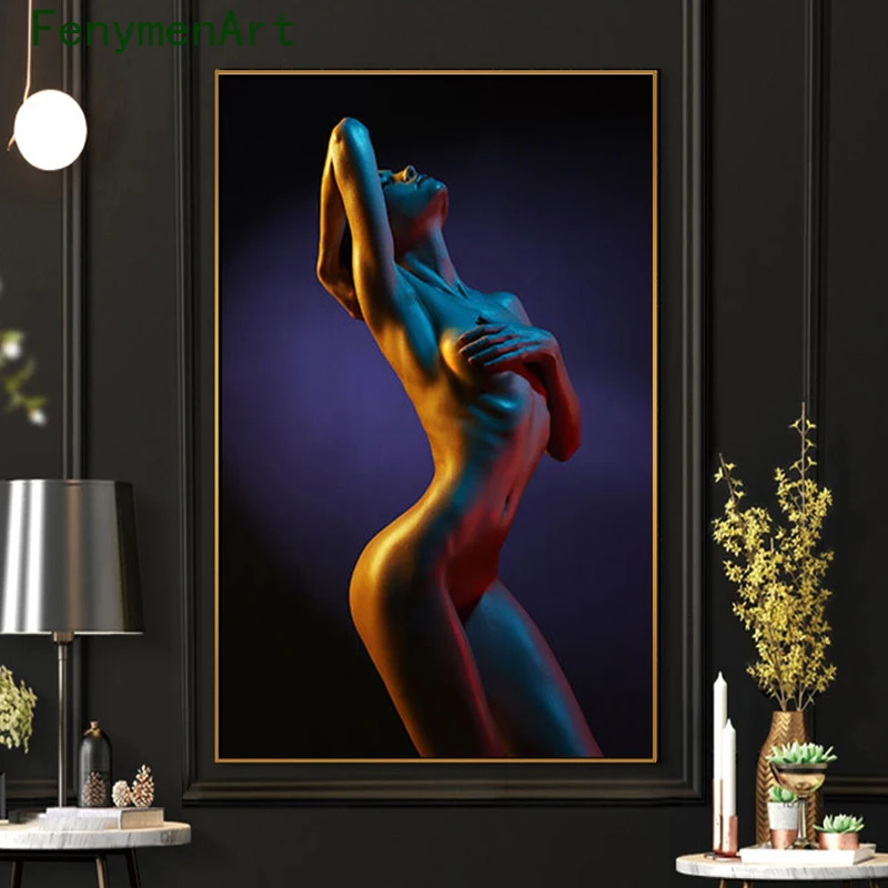 

Color Nude Woman Art Picture Body Photography Poster Print Nordic Sexy Girl Picture Modern Home Living Room Wall Decoration