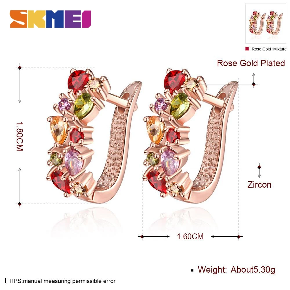 

SKMEI Colorful Zircon Lady Ear Buckle Earrings 2021 Trend Fashion Jewellery Piercing For Women KZCE091