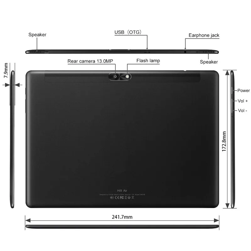 Hi9 4G LTE Tablet PC Dual micro SIM 10.1 inch Helio X20 (MT6797) Android 8.0 OTG 4GB+64GB Bluetooth WIFI Dual camera