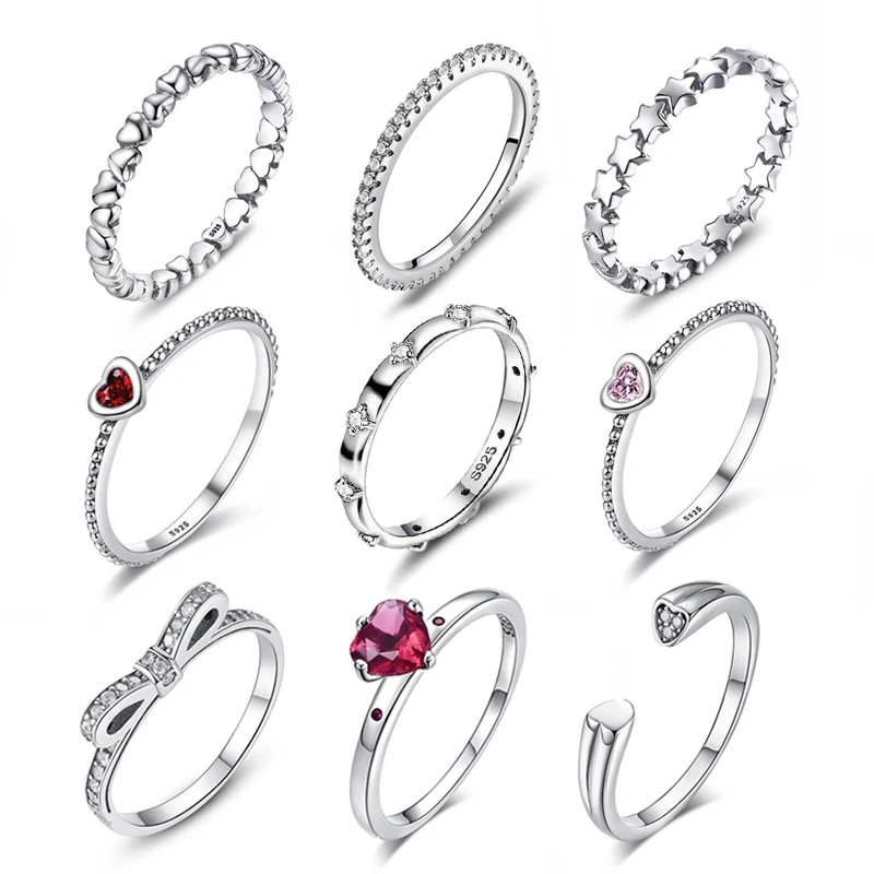 Женское составное кольцо из серебра 100% пробы обручальное со звездами 925|Кольца| |