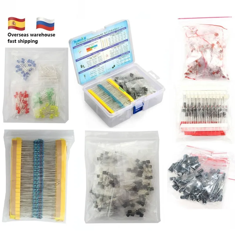 B KIT Набор электронных компонентов всего 1390 шт. светодиодный диоды 30 значений резисторы 12 видов электролитическая упаковка конденсатора TO-92 транзисторная коробка - Цвет: B KIT