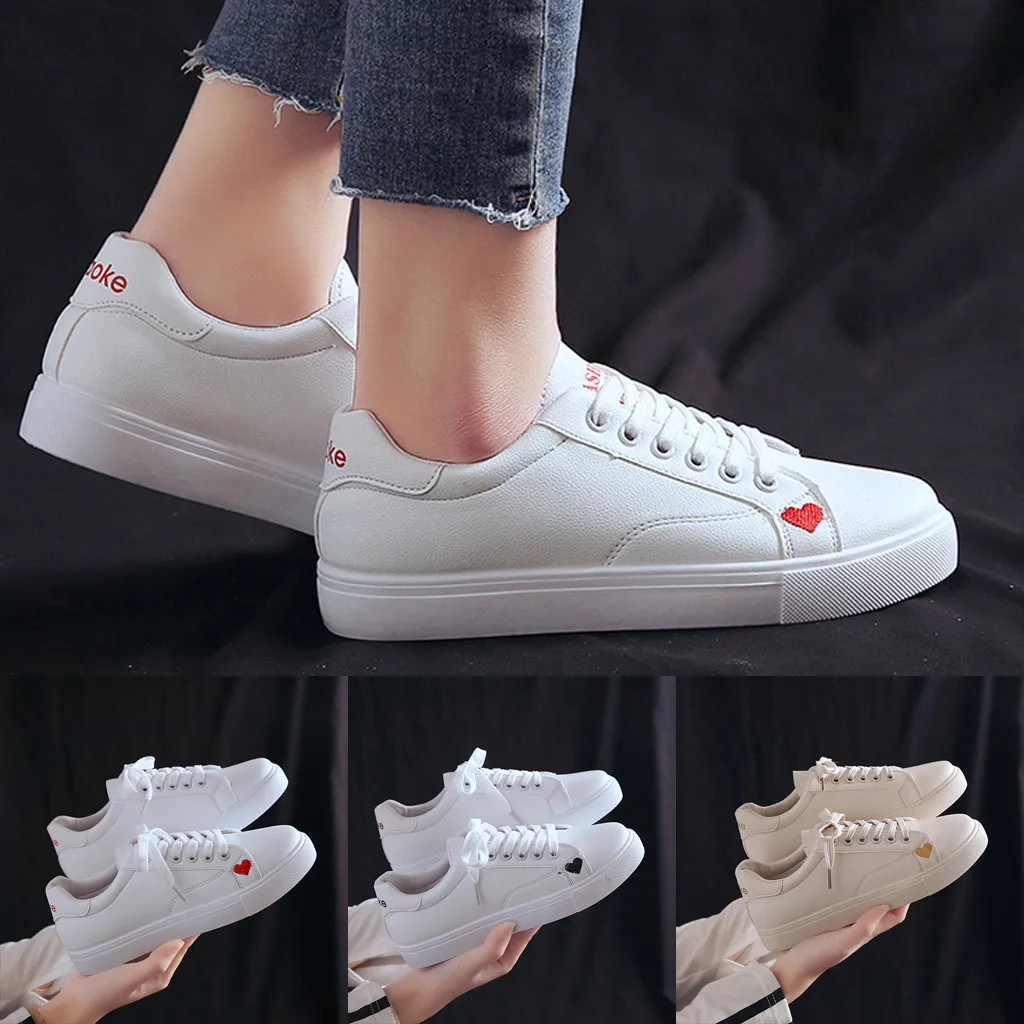 

SAGACE Fashion Solid Casual Shoes Womens Shoes female Lace-Up Flat Sport Shoes for female Cross-Strap Student Sneaker Women 2019