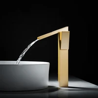 bathroom basin faucets solid brass sink mixer hot cold single handle deck mounted lavatory kitchen waterfall types crane gold