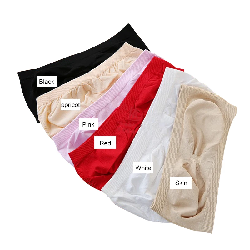 Бюстгальтер женский эластичный бесшовный без бретелек базовый укороченный топ