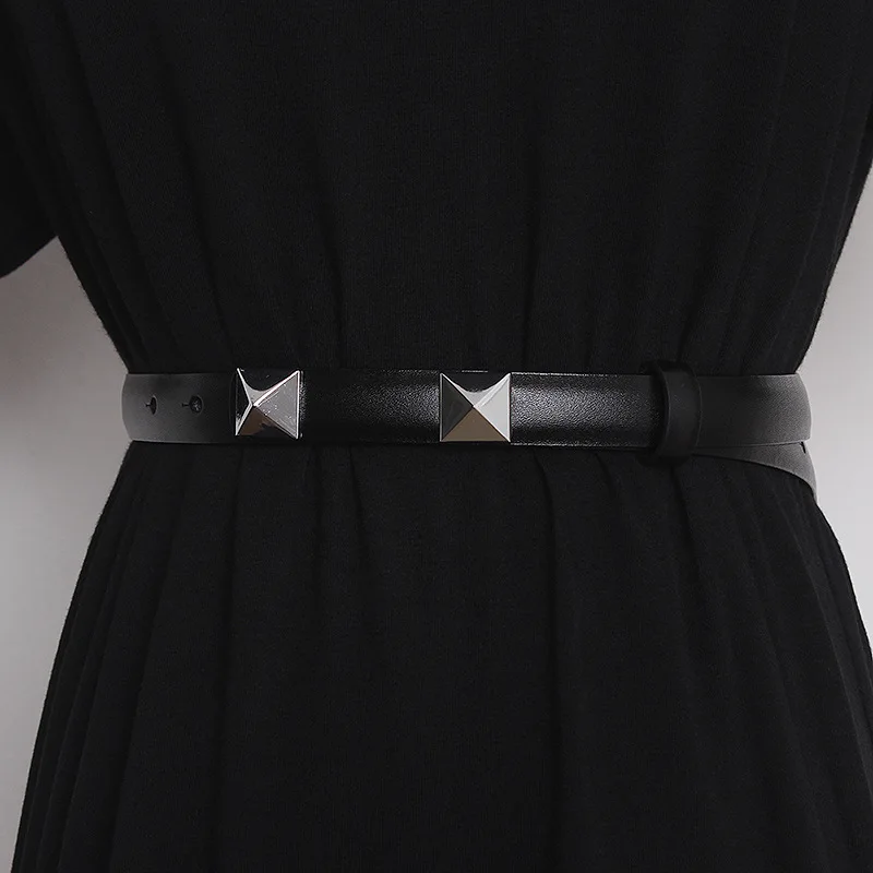 Женский ремень с заклепками двусторонний пояс для костюма или платья 2021 |