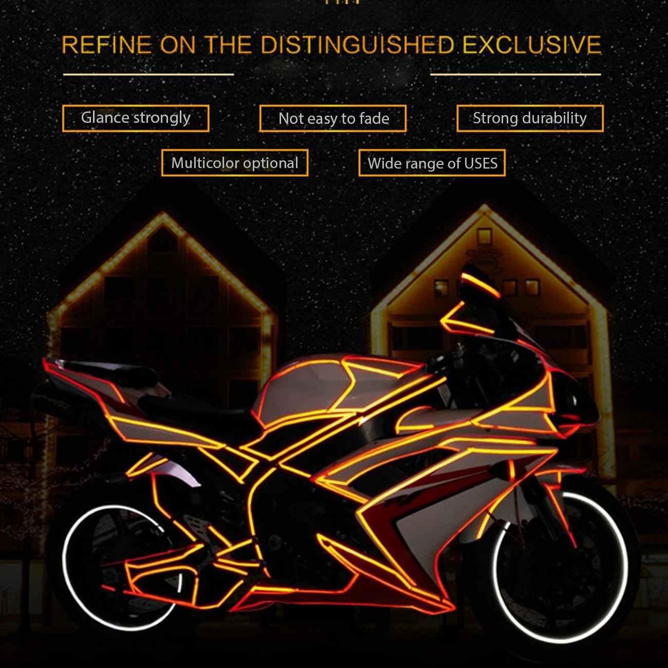 

Car Reflective Stickers Motorcycle Bicycle Reflector Safety Warning Rim Decal Tape Car Accessories 7 Colors Car Decoration