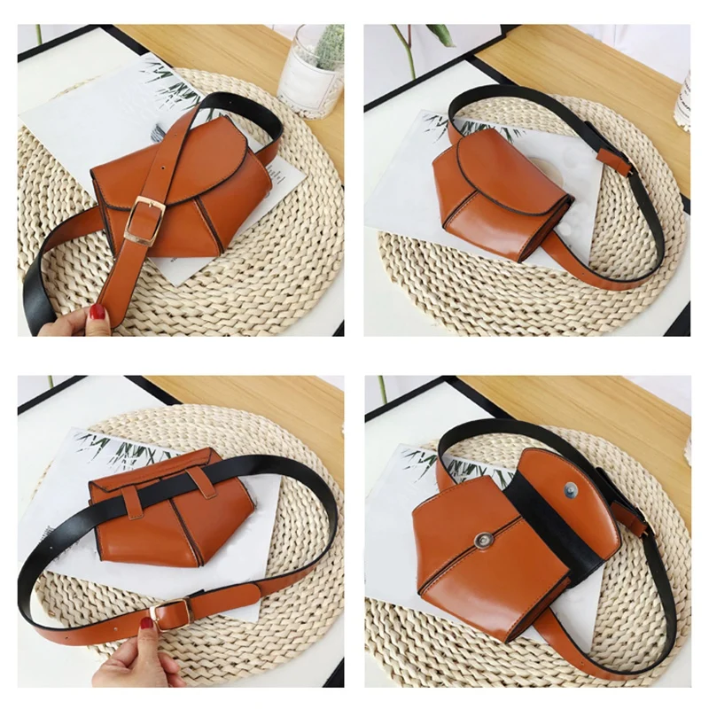

Ladies Pu Leather Waist Belt Bag Women Mini Disco Waist Pack Luxury Handbags Women Bag Chest Bag