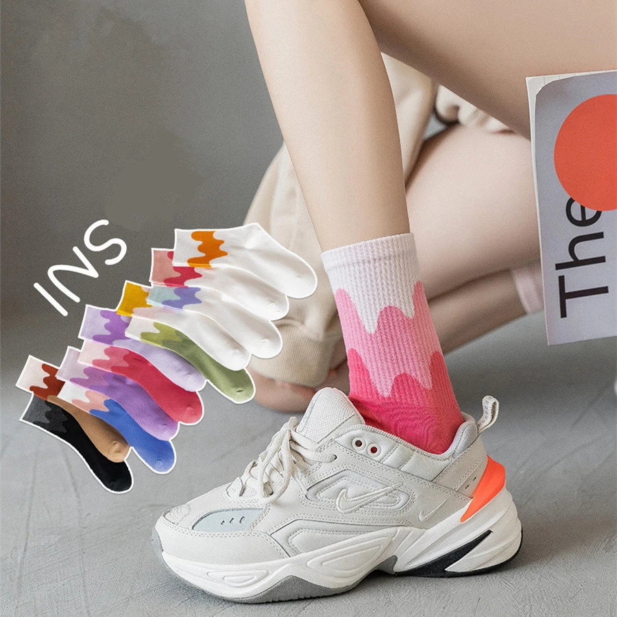 

New Style Women's Fashion Pure Color Sports Socks Comfortable Warm and Breathable Autumn Color Medium Tube Soft Stockings