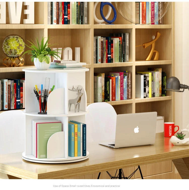 Creative Rotating Bookshelf Simple Modern Office Landing Economical Space-saving Bedroom Vertical Storage Bookcase |