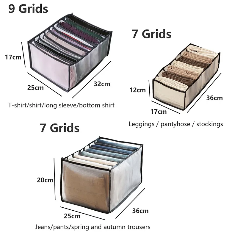 

Jeans Storage Box Closet Clothes Organizer with Compartment T-shirt Underpants Organizer Drawer Divider Washable Socks Organizer