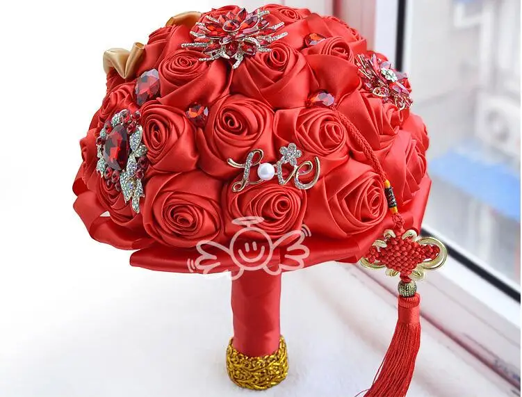 

Bridal Wedding Bouquet Gorgeous Silk Roses Wedding Accessories Pearl Wedding Flowers Accessories SPH243