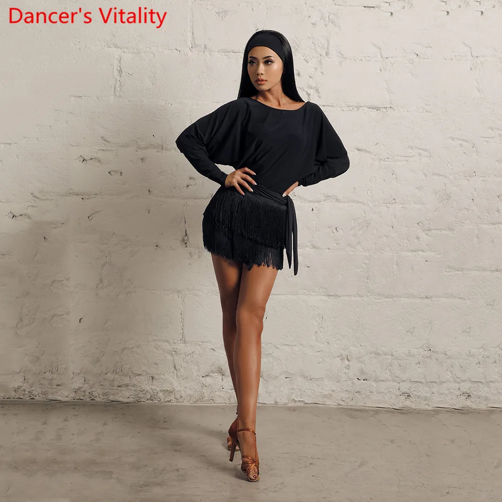 Одежда для латинских танцев одежда тренировок взрослых женщин бандажная юбка с
