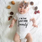 Забавные I'm последний серьезно от Carter's, детский костюмчик, объявление беременности белая хлопковая одежда комплект одежды из одного предмета для девочек подарок для новорожденных