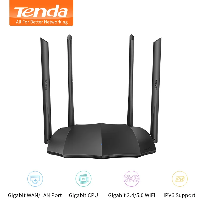

Маршрутизатор Tenda AC8 гигабитная версия 2,4 ГГц 5 ГГц Wi-Fi 1167 Мбит/с Wi-Fi ретранслятор 128 Мб DDR3 с высоким коэффициентом усиления 4 антенны Сетевой уд...