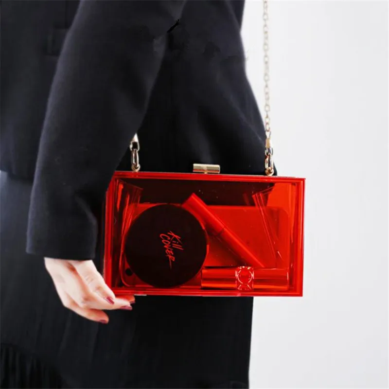 Прозрачная дамская сумка 2020 акриловая цветная коробка брендовая Дамская