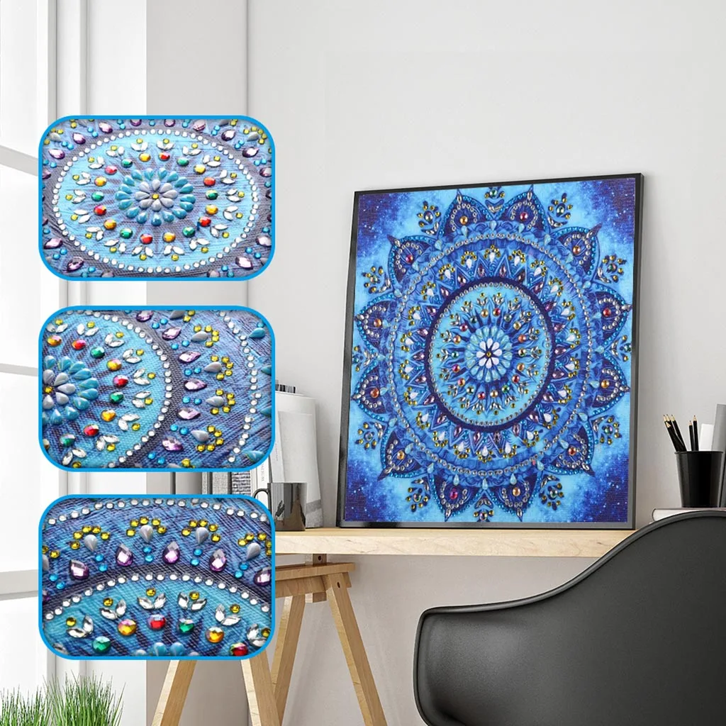 

5D DIY Special Shape Diamond Painting Mandala Flower Cross Stitch Rhinestone Mosaic Kit Home Wall Art Decoration Room Gift