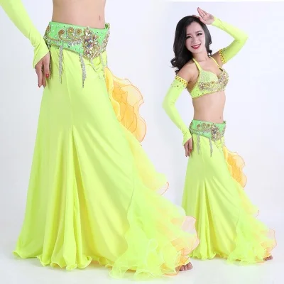 Женская цветная Яркая юбка с Боковым Разрезом платье для танца живота костюм на
