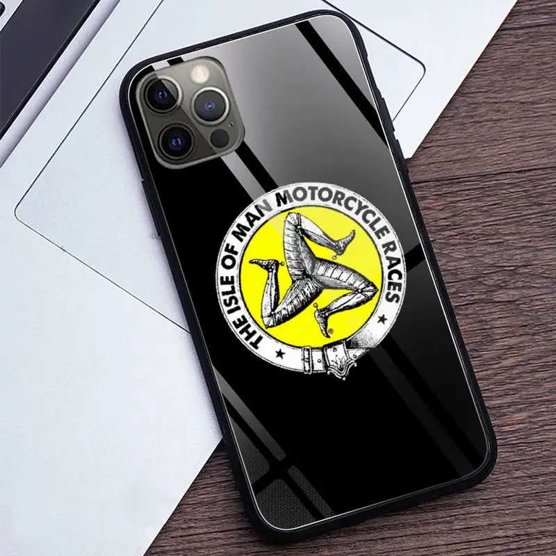 Чехол для телефона MOTO GP с изображением острова Мэна закаленное стекло iPhone 12 Pro Max