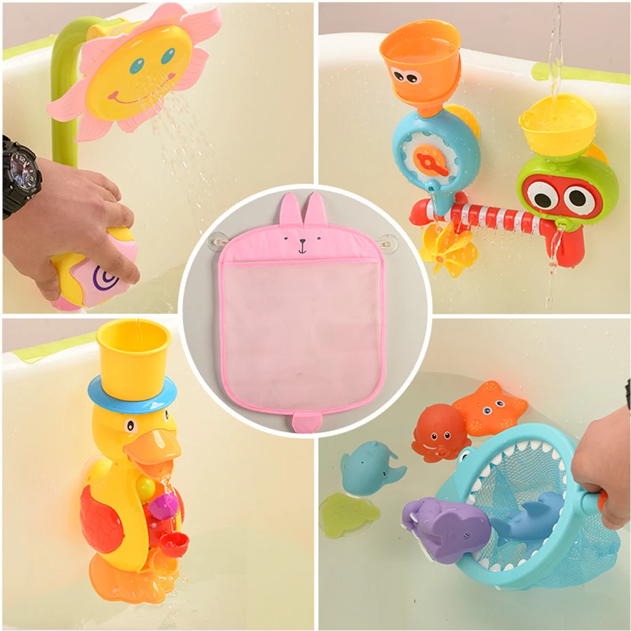 New Baby Bathroom Mesh Bag Sucker Design For Children Bath Toys Kid Basket Cartoon Animal Shapes Cloth Sand Toys Storage Net Bag images - 6