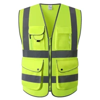 9 pockets safety high visibility zipper front safety vest with reflective strips meets ansiisea standardssml pink