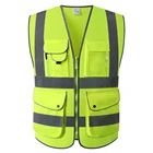 Защитный жилет на молнии, 9 карманов, высокая видимость, с отражающими полосками, соответствует стандартам ANSIISEA (SML), розовый