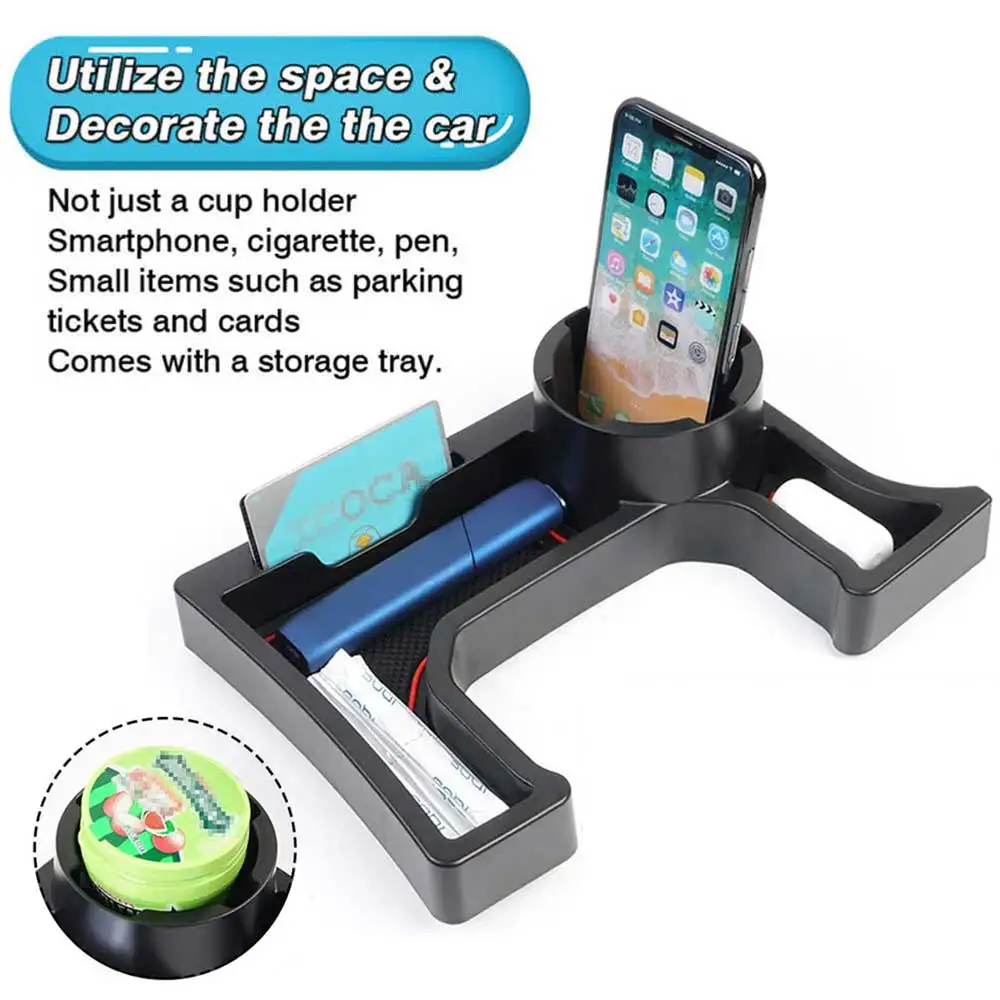 

Car Center Console Storage Box With Anti-Slip Rubber Mats + Cup Holder For Suzuki Jimny 2018 2019 2020 MT Model Cup Holder