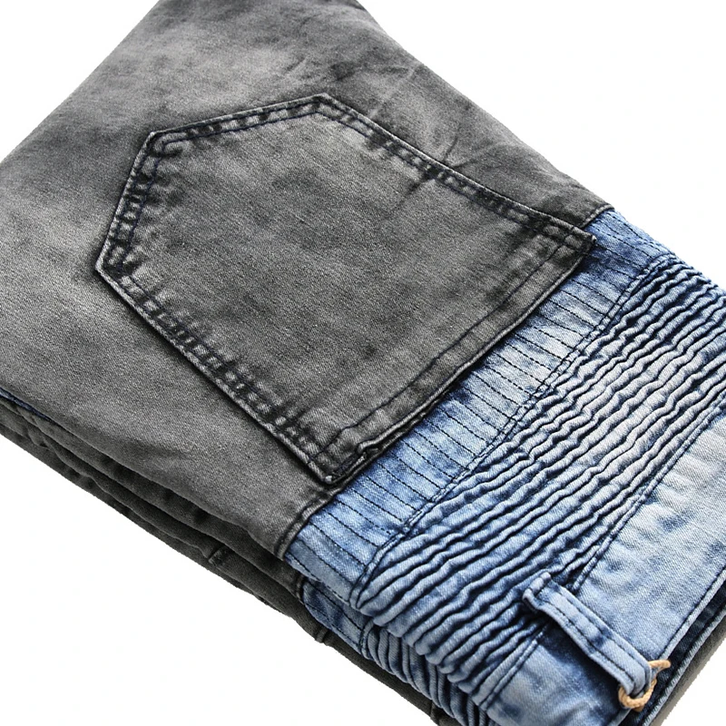 

Men's Wear Europe And The United States High Street Slim Pants Elastic Zipper Hole White Men's Jeans