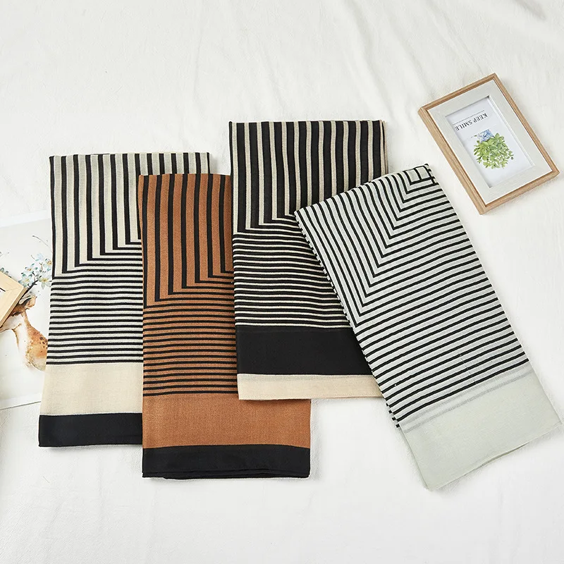 Женский шарф из хлопка и льна Ins Wind шелковый хиджаб элегантный длинный в стиле