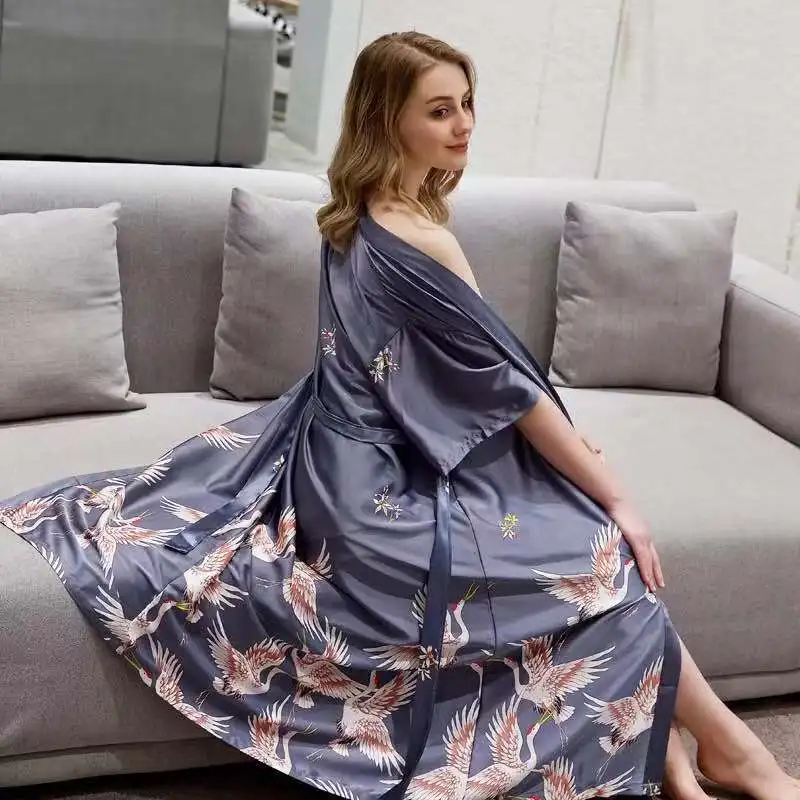 Сексуальное женское длинное свадебное платье невесты халат из вискозы кимоно