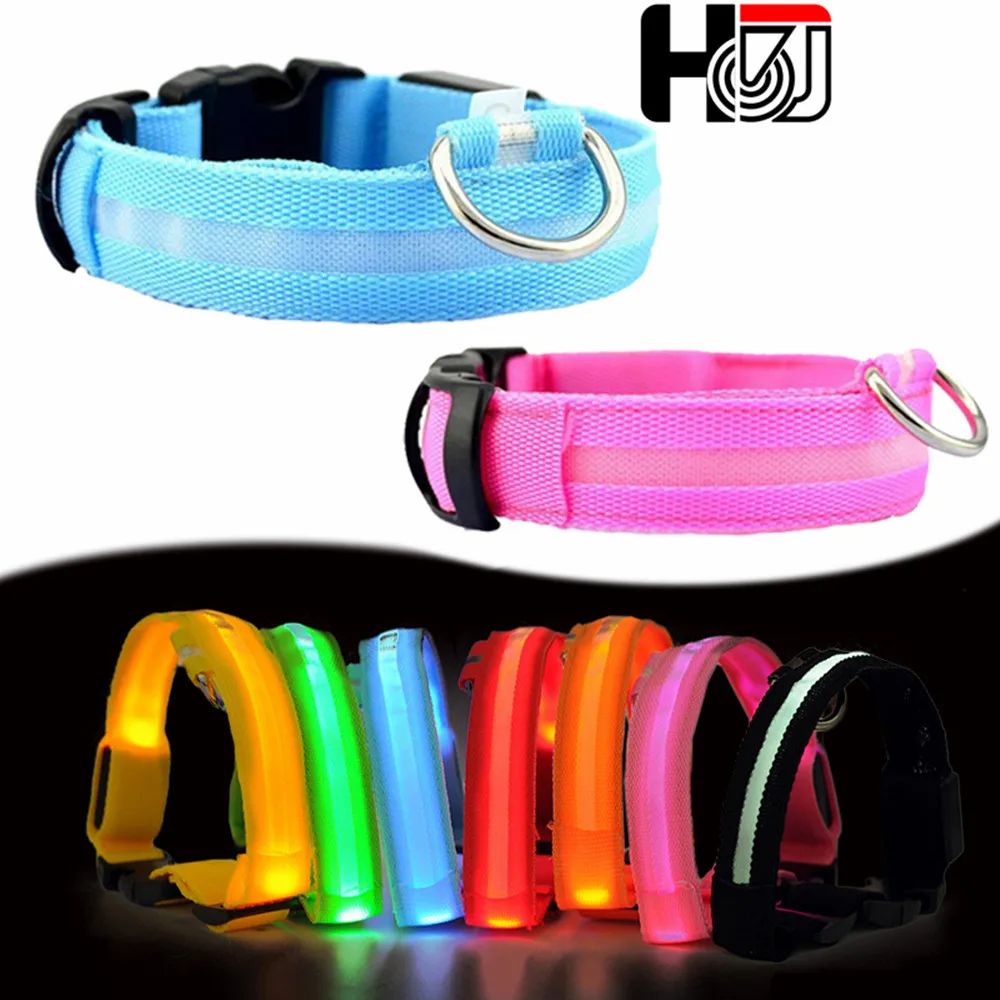 

Нейлоновый светодиодный ошейник для собак, ночная безопасность, светится в темноте, поводок для собак, светящиеся флуоресцентные ошейники ...