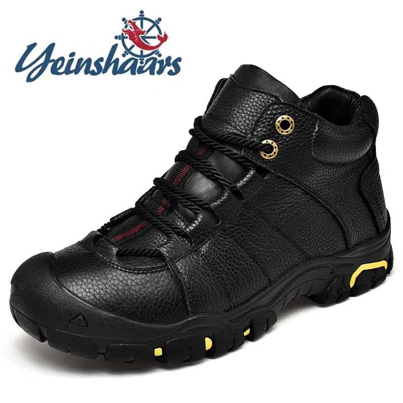 Ботинки мужские из натуральной кожи Боевая Уличная обувь для работы по щиколотку